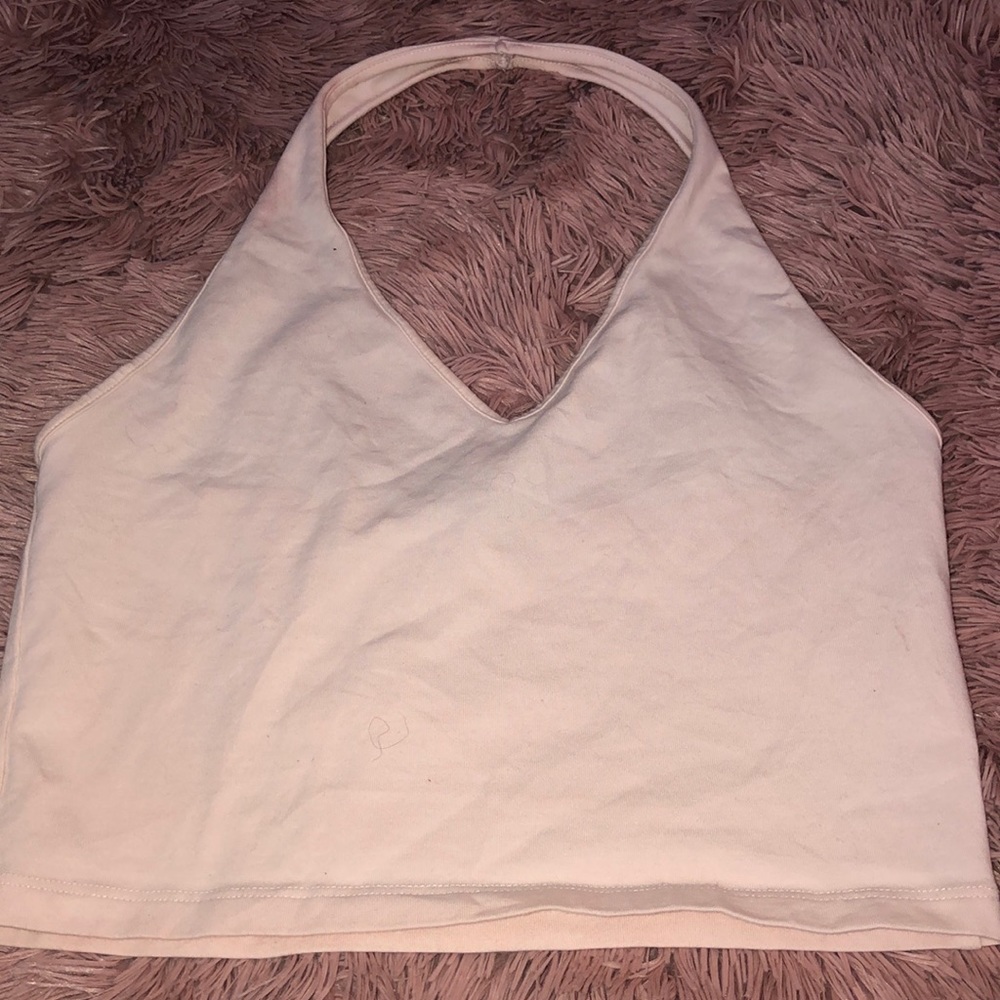 Light pink halter crop cotton